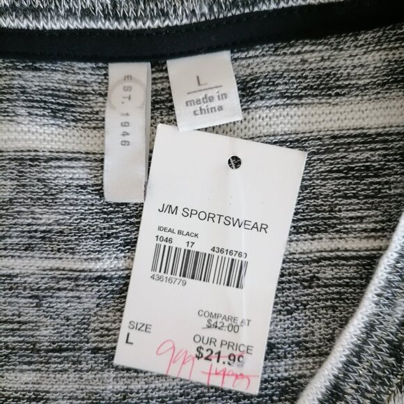 NWT Est. 1946  Womens Gray Ideal Black Tasseled Henley V Neck Top Size Large - Picture 5 of 7